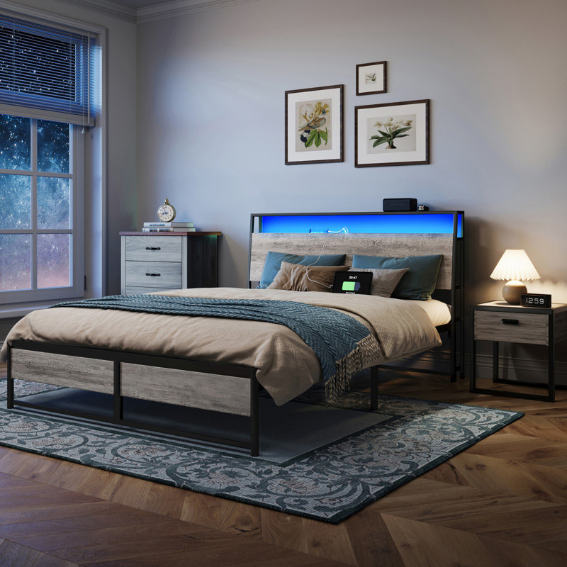 Trent Austin Design® Albion Platform Bed with Storage Headboard, LED